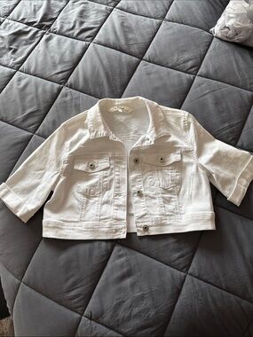 Cropped White Denim Jacket